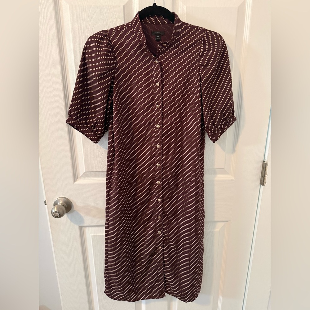Ann Taylor Button Up Polka Dot Dress - Picture 2 of 13